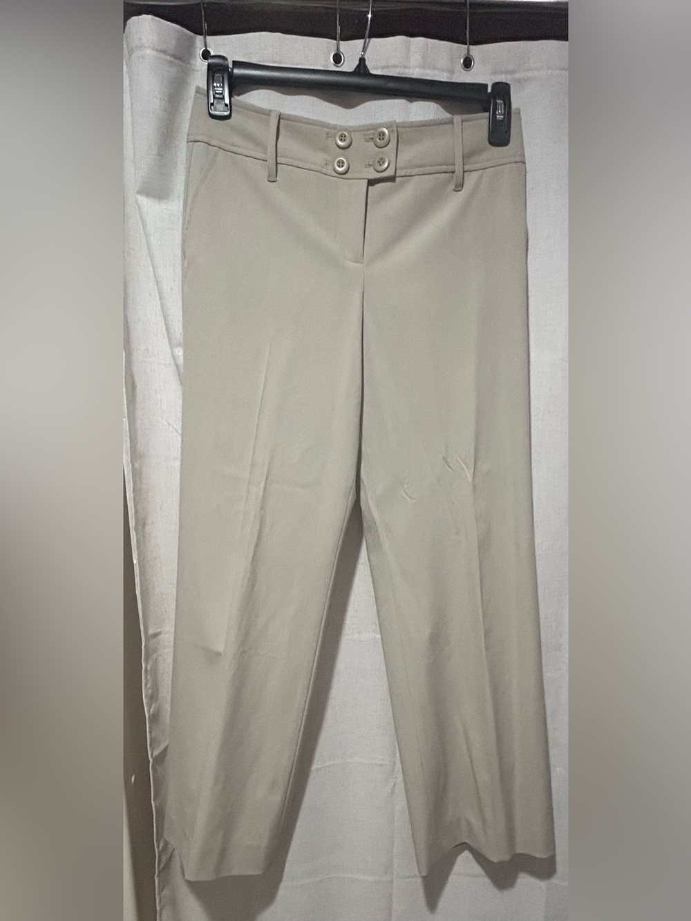 LOFT Light Beige Straight-Leg Dress Trousers